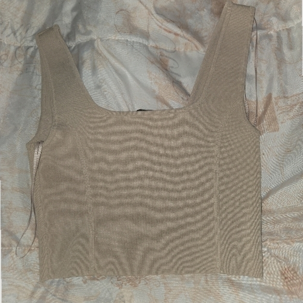 Zara Beige Ribbed Tank Top - Picture 2 of 4